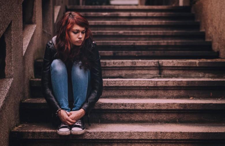 Image: Teenage Girl Sitting On Stairs